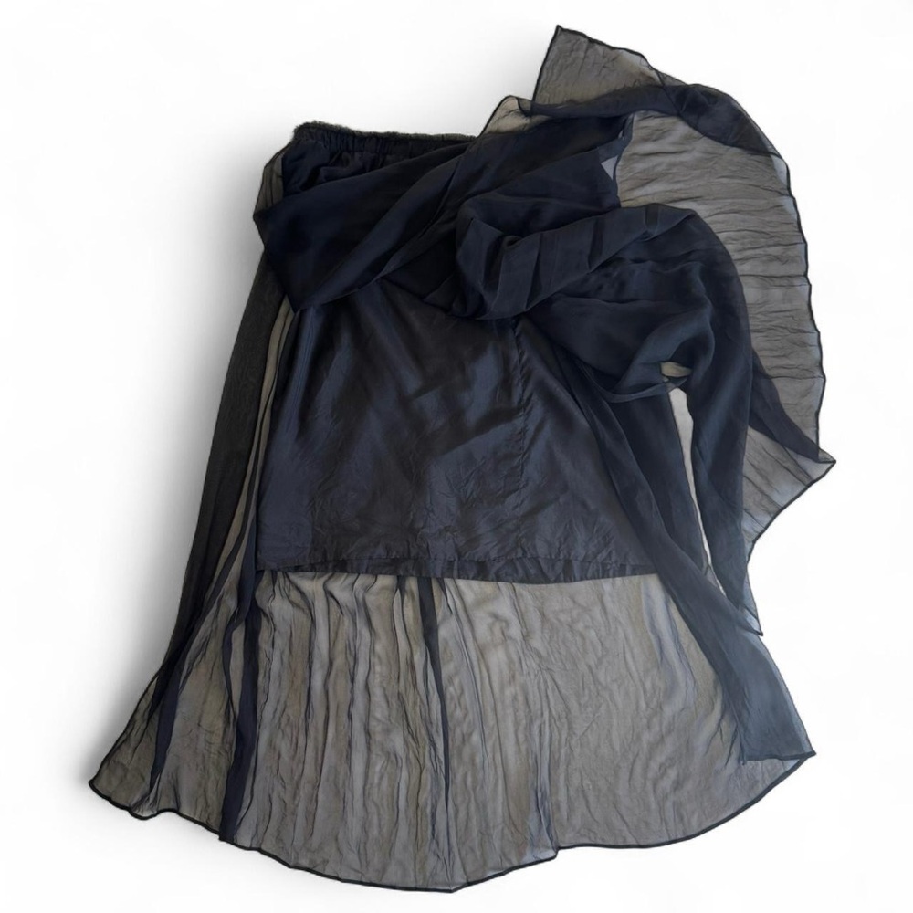 Raquel Allegra - Chiffon Gauze Black Maxi Wrap Skirt - SZ 3 - Picture 3 of 6